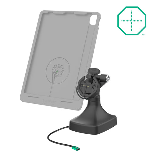 RAM Mounts GDS key-locking tilt and swivel dock with USB-C and two USB-A ports for IntelliSkin Thin-Case tablets with rear pogo pads – alternative view
