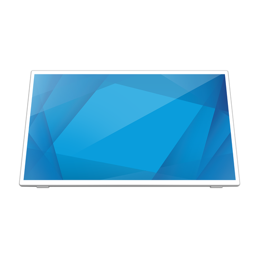 Elo 2770L white touchscreen tilted on its kickstand