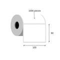 Thermal labels 100x80 / 1000 pcs, g 76 eco, acrylic adhesive, 1 row, outer coil, white, rounded corners