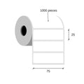 Paper thermal labels 75x25 / 1000 pcs, 40 g, eco, acrilic adhesive, an external coil, white, corners rounded