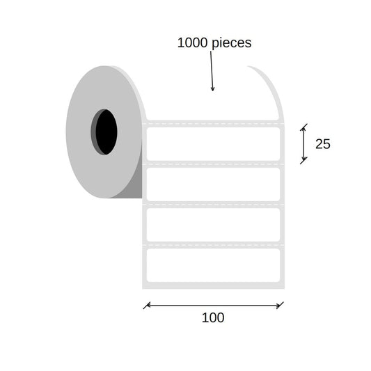 SCANSHOP thermal label roll 100 x 25 mm diagram