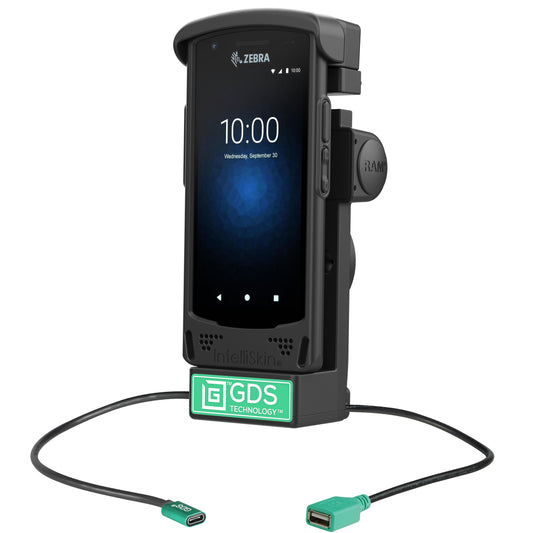 RAM Mounts GDS powered dock with USB-A for Zebra EC50 and EC55 in IntelliSkin – main view
