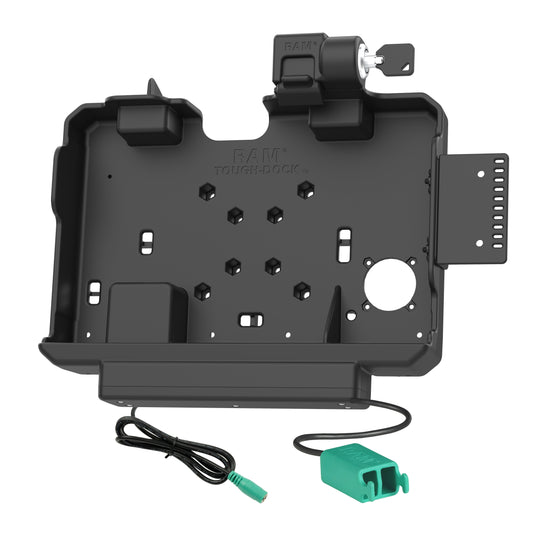 RAM Mounts key-locking power + dual USB data dock for Getac ZX10 rugged tablet – alternative view