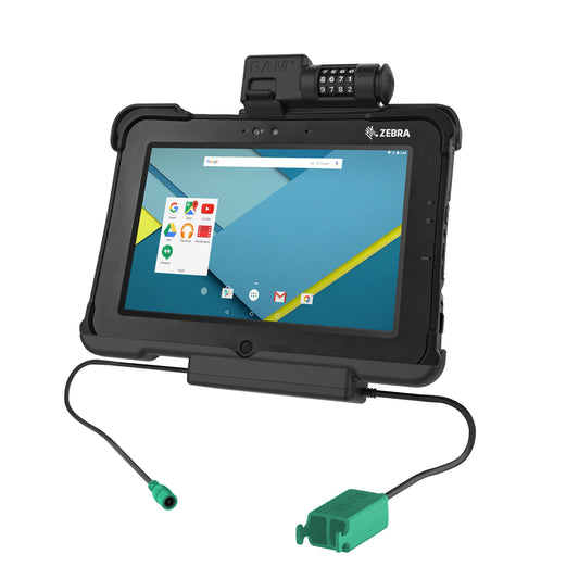RAM Mounts combination-locking GDS power dock with dual USB-A for Zebra XSLATE L10 rugged tablet – main view