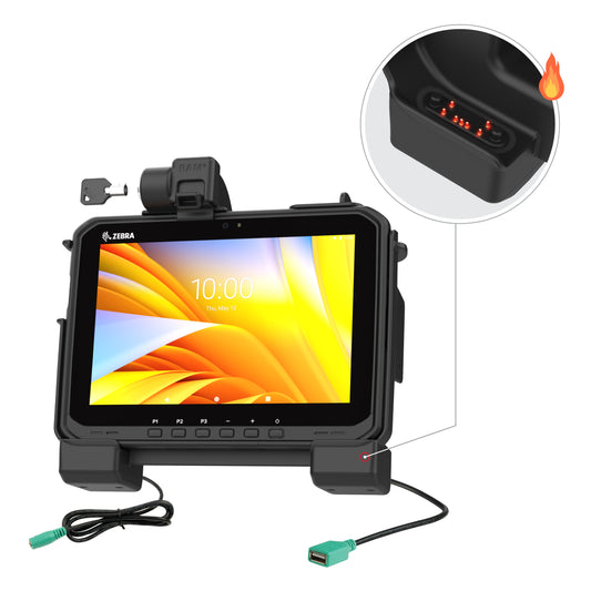 RAM Mounts Key-Locking Power + Data Dock with USB-A & Heated Pins for Zebra ET60 and ET65 – main product photo
