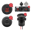 Comount uzlādes panelis ar USB-A/USB-C lādētāju, 12 V ligzdu, slēdzi un LED voltmetru (560005)