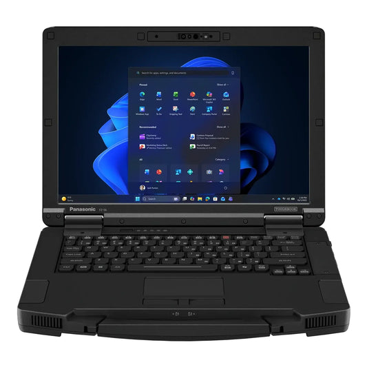 Panasonic TOUGHBOOK 56 FZ-56BZ011BT open front view showing the 14-inch WUXGA touchscreen and backlit keyboard