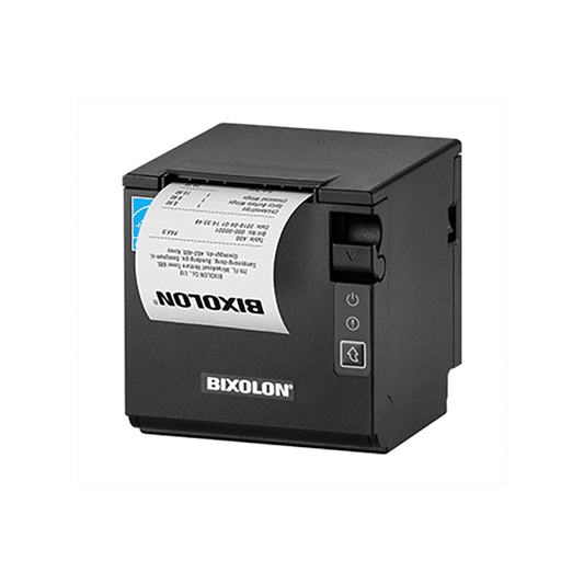 Bixolon SRP-Q200 compact thermal POS receipt printer, Ethernet + dual-band Wi-Fi, black (SRP-Q200EWDK) – with printed receipt