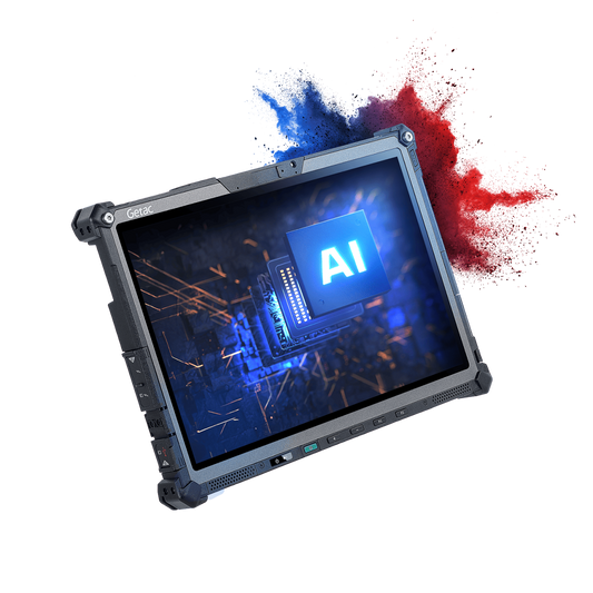 Getac F120 rugged 12-inch AI tablet, 5G (FW1764GI1BXX) – angled view