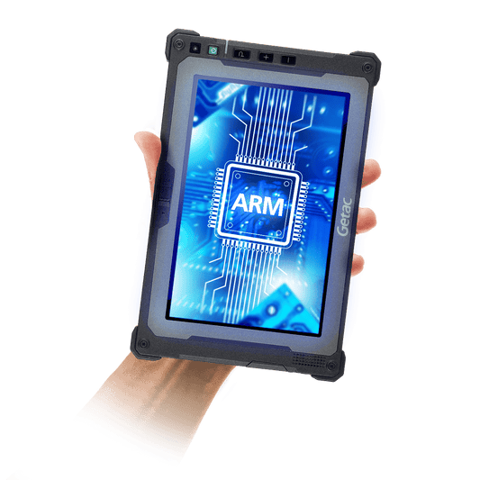 Getac ZX80W 8" rugged Windows tablet, hot-swappable battery (Z8A7WXGI2AXX) – held in hand