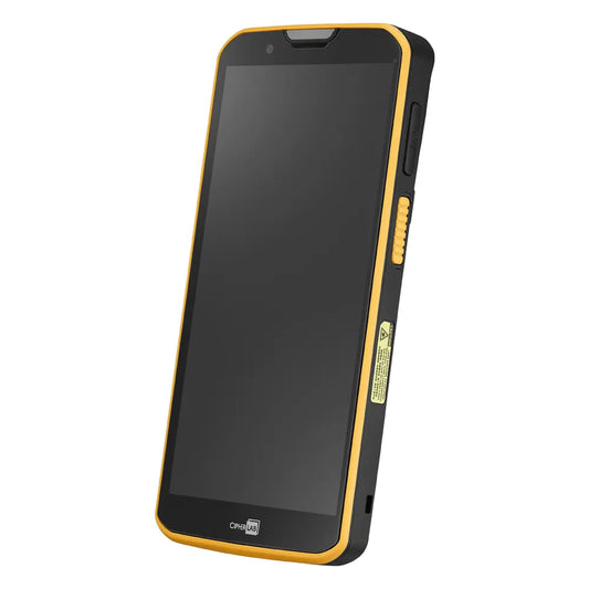 CipherLab RS38 5G Android touch mobile computer, Wi-Fi + 5G/LTE, 2D imager (standard range, SE4770) (AS3858RF4NSG1) – angled view
