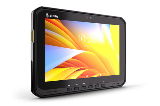 Zebra ET60 rugged tablet, Android (GMS), SE55 advanced range scanner, Wi-Fi only (ET60AW-0SQAGSK0C0-A6) – angled front view