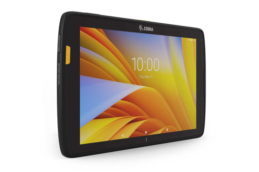 Zebra ET40 rugged tablet, Android (GMS), 2D imager, Wi-Fi only (ET40AA-001C2B0-A6) – angled front view