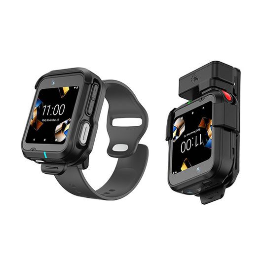 Zebra WS301 wrist-worn smartwatch-style mobile computer, clip mount with 3.5 mm PTT headset jack (WS3012-0M304E52EA6) – shown with clip mount and wrist mount