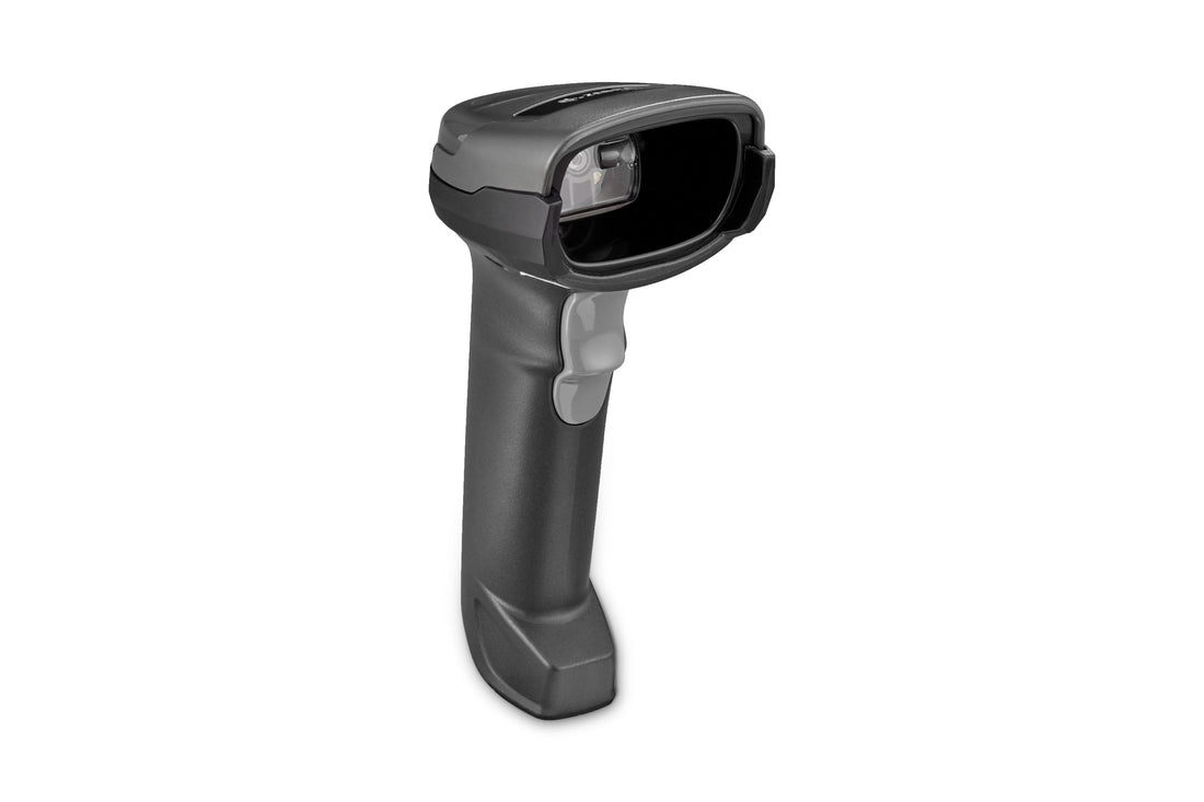 Zebra DS2208-SR7U2100SGW handheld scanner, an example of how barcode scanner part numbers reveal the kit contents