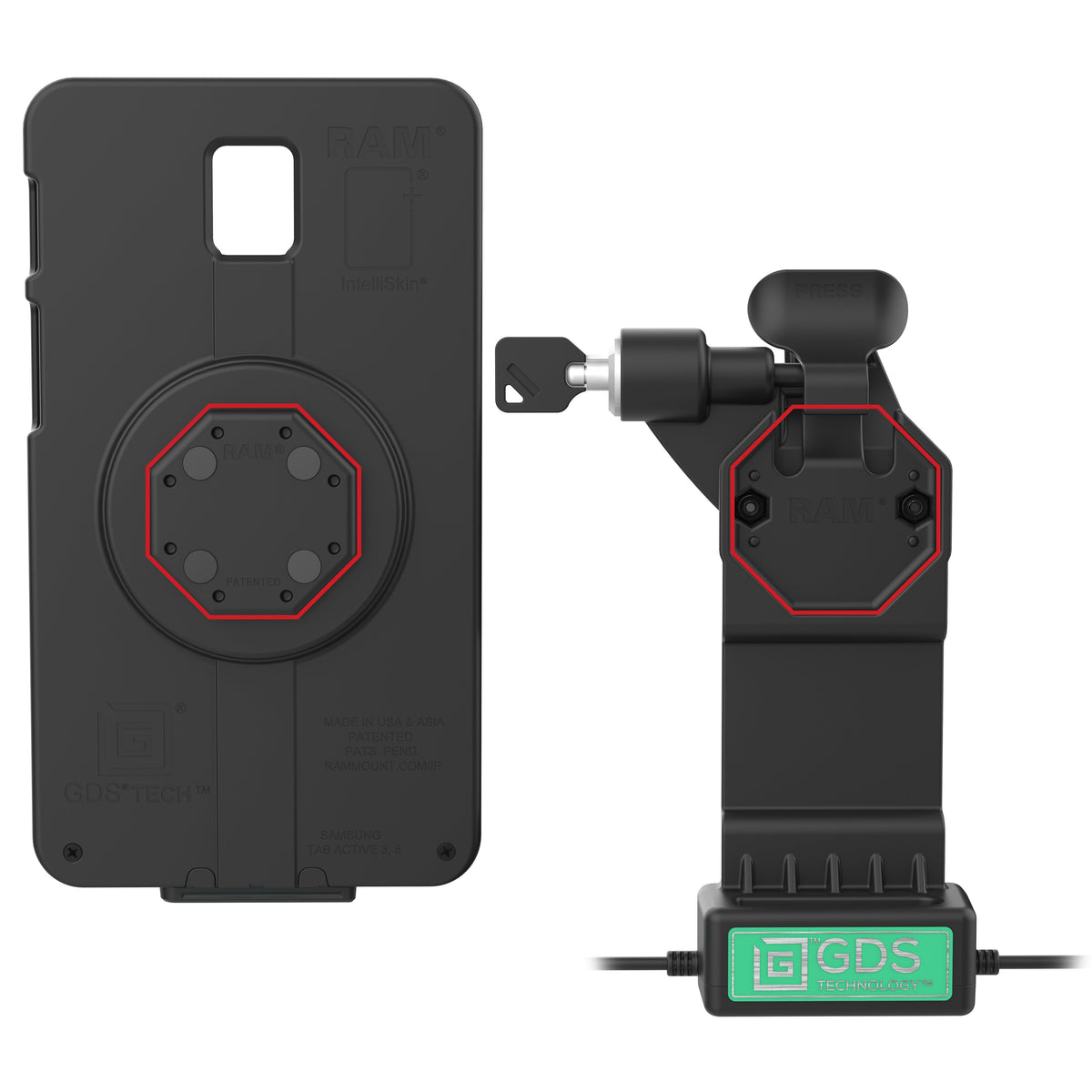 RAM Mounts GDS Uni-Conn left-locking tablet dock + USB-C with release lever – further view