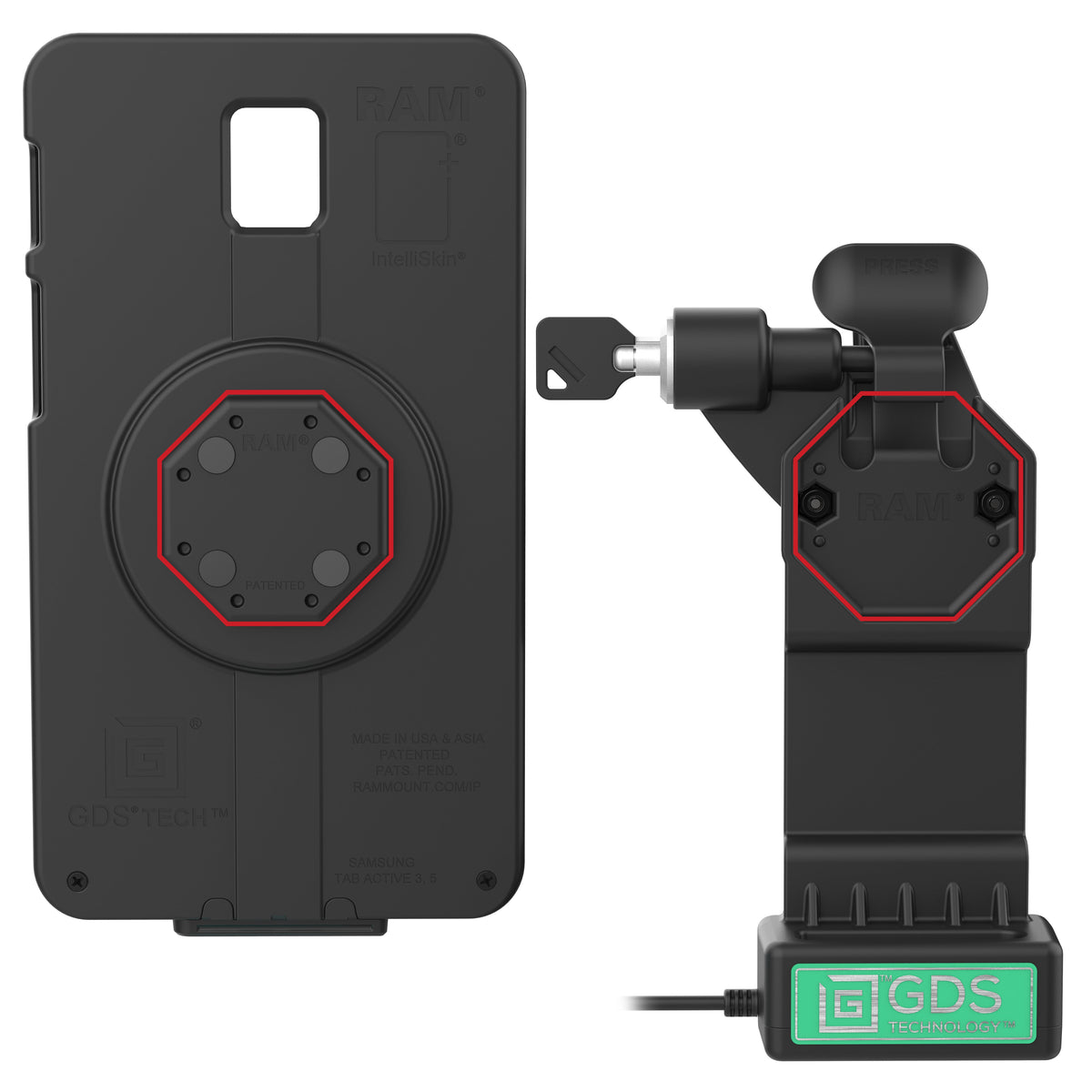RAM Mounts GDS Uni-Conn left-locking tablet dock with release lever – further view