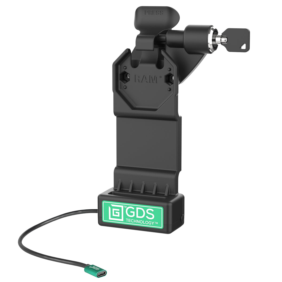 RAM Mounts GDS Uni-Conn right key-locking powered dock for IntelliSkin tablets – main product photo