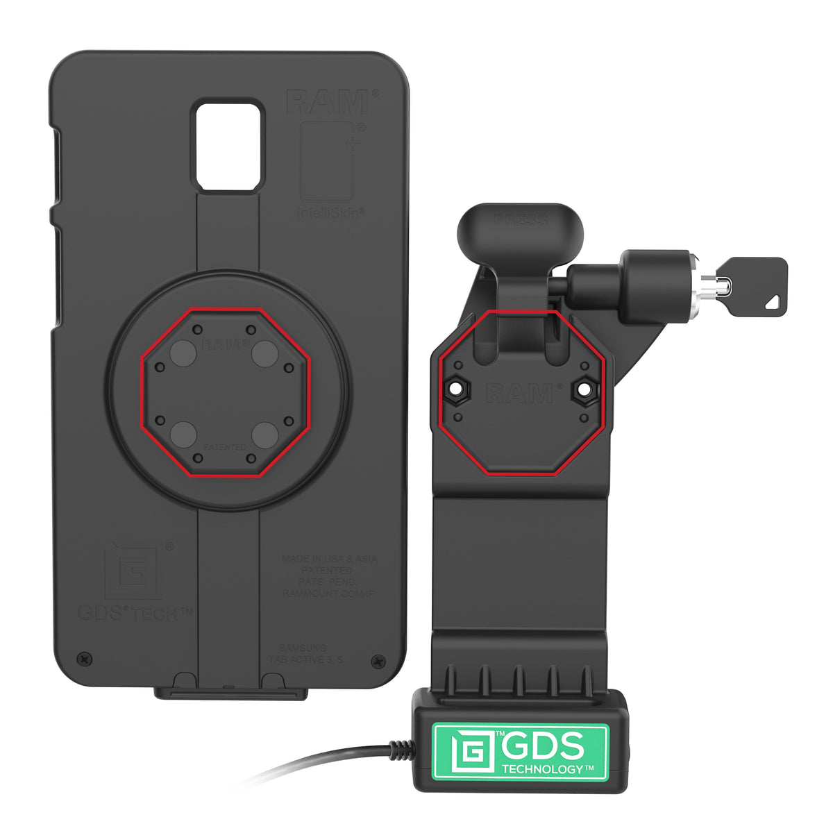 RAM Mounts GDS Uni-Conn right key-locking powered dock for IntelliSkin tablets – additional view