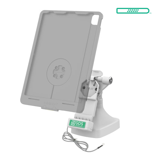 RAM Mounts GDS key-locking tilt and swivel dock with PoE for IntelliSkin tablets with Uni-Conn adapter in grey – alternative view