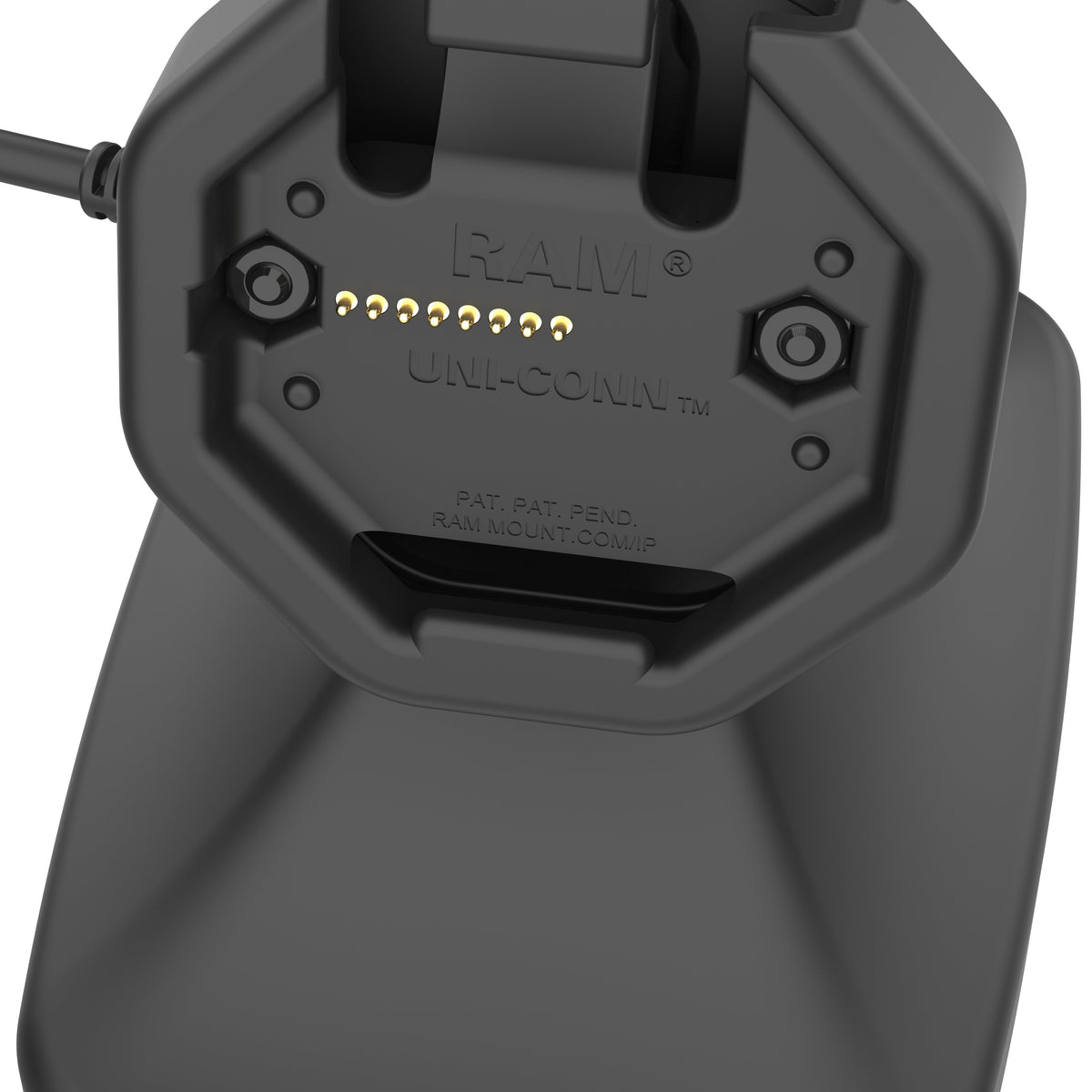 RAM Mounts GDS tilt and swivel dock with PoE and two USB-A ports for IntelliSkin Thin-Case tablets with rear pogo pads – further product photo