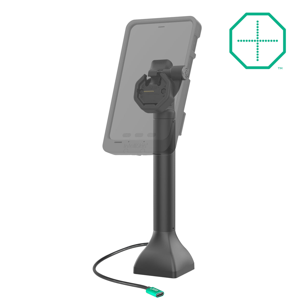 RAM Mounts GDS 14-inch key-locking pedestal dock with USB-C for IntelliSkin Thin-Case tablets with rear pogo pads – alternative view