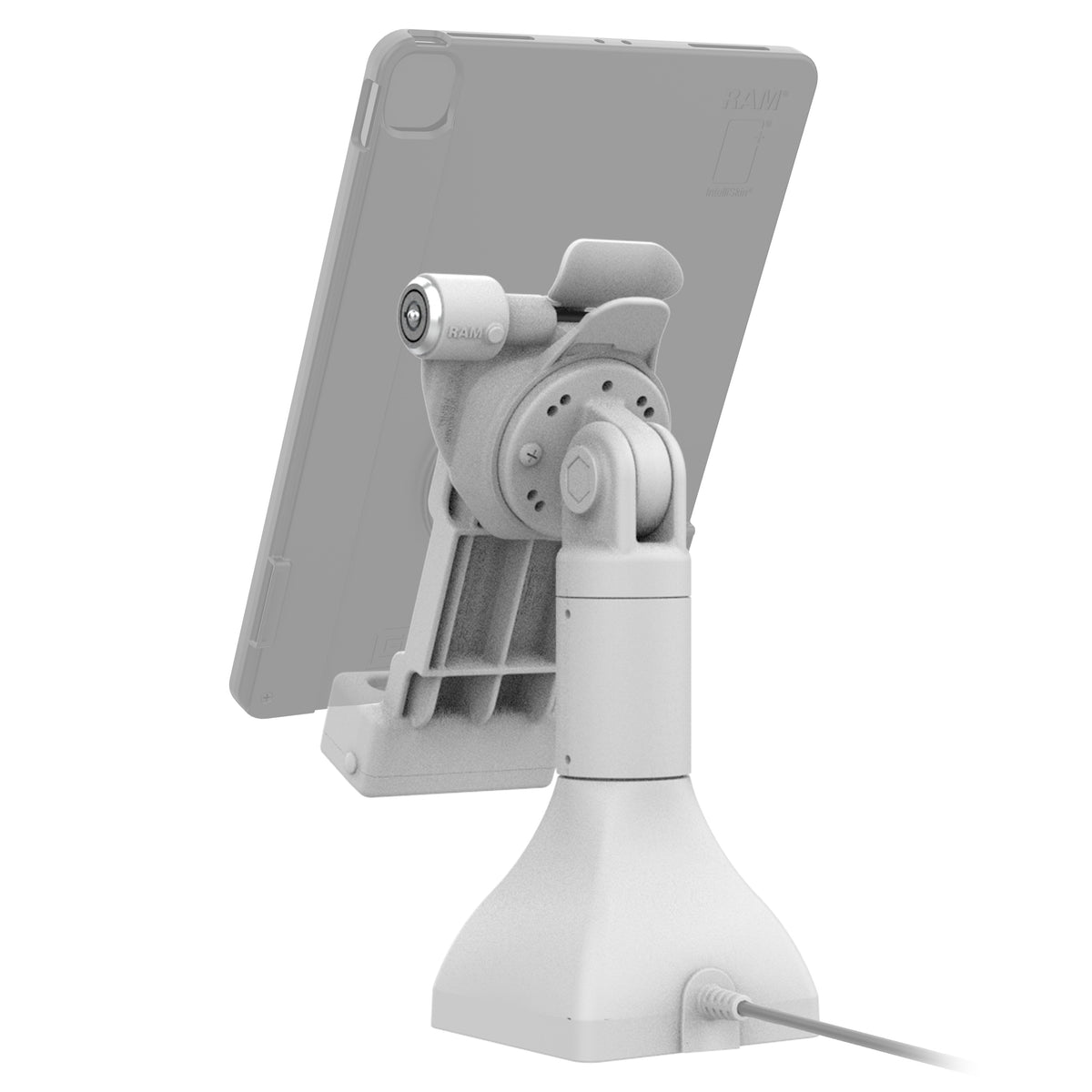 RAM Mounts GDS 7-inch key-locking pedestal dock with PoE for IntelliSkin tablets with Uni-Conn adapter in grey – additional view