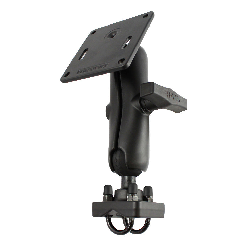 RAM Mounts double U-bolt rail mount with 75 × 75 mm VESA plate, C-size – product photo