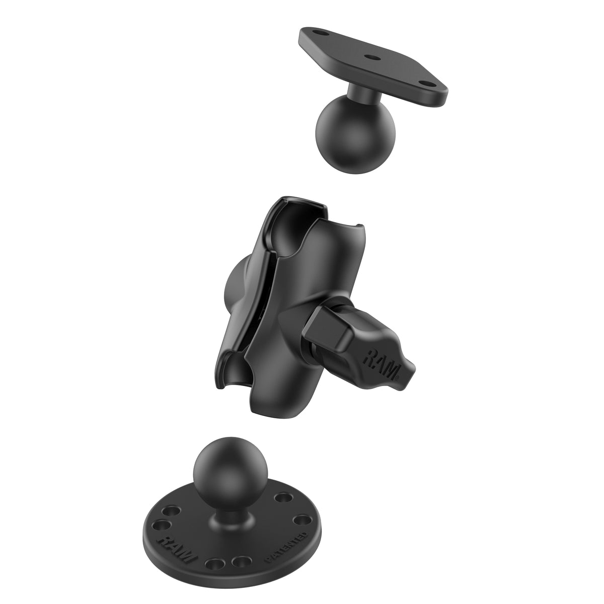 RAM Mounts B-size double ball drill-down mount with diamond plate, short arm (RAM-B-138U-A) – alternative view