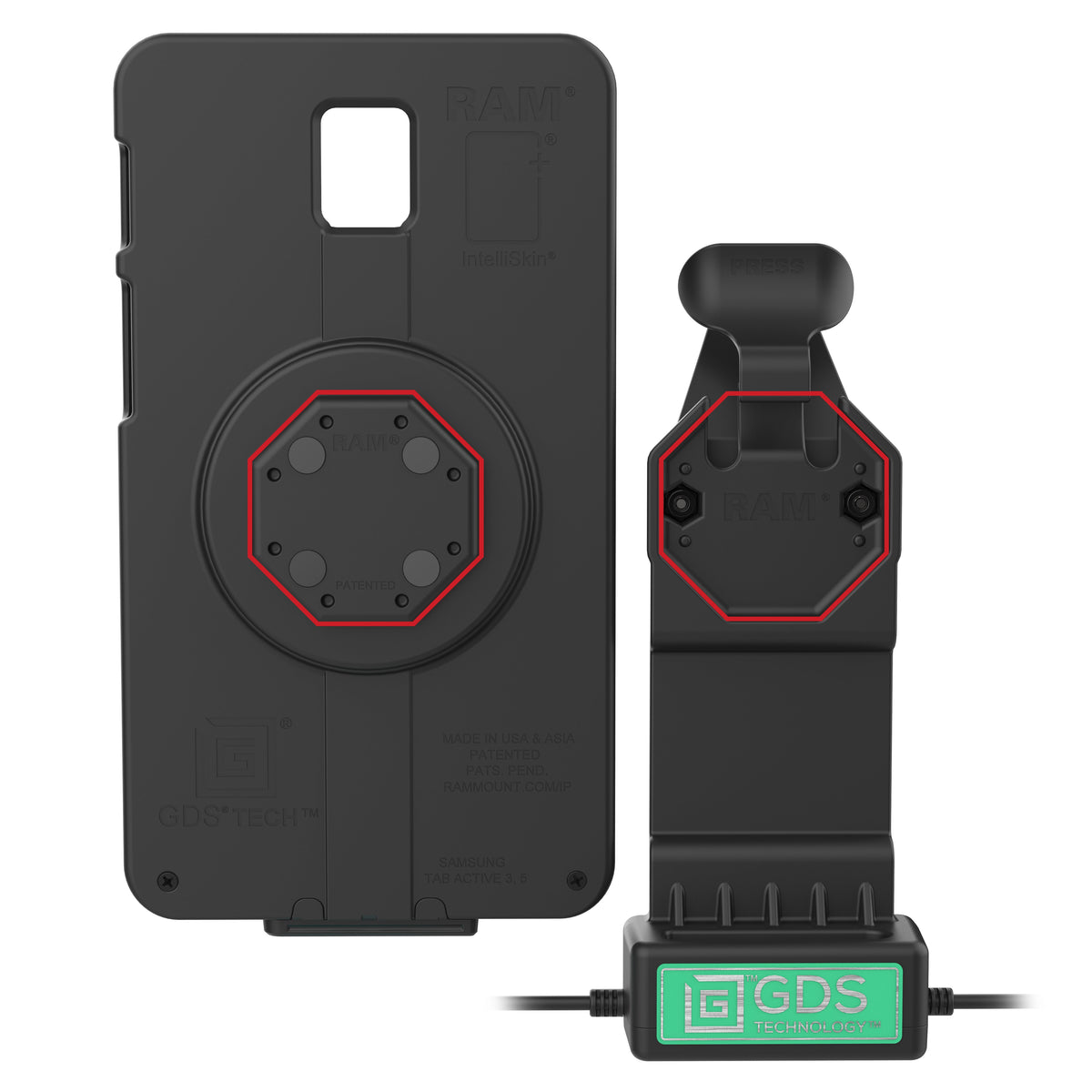 RAM Mounts GDS Uni-Conn tablet dock + dual USB-A with release lever – further view