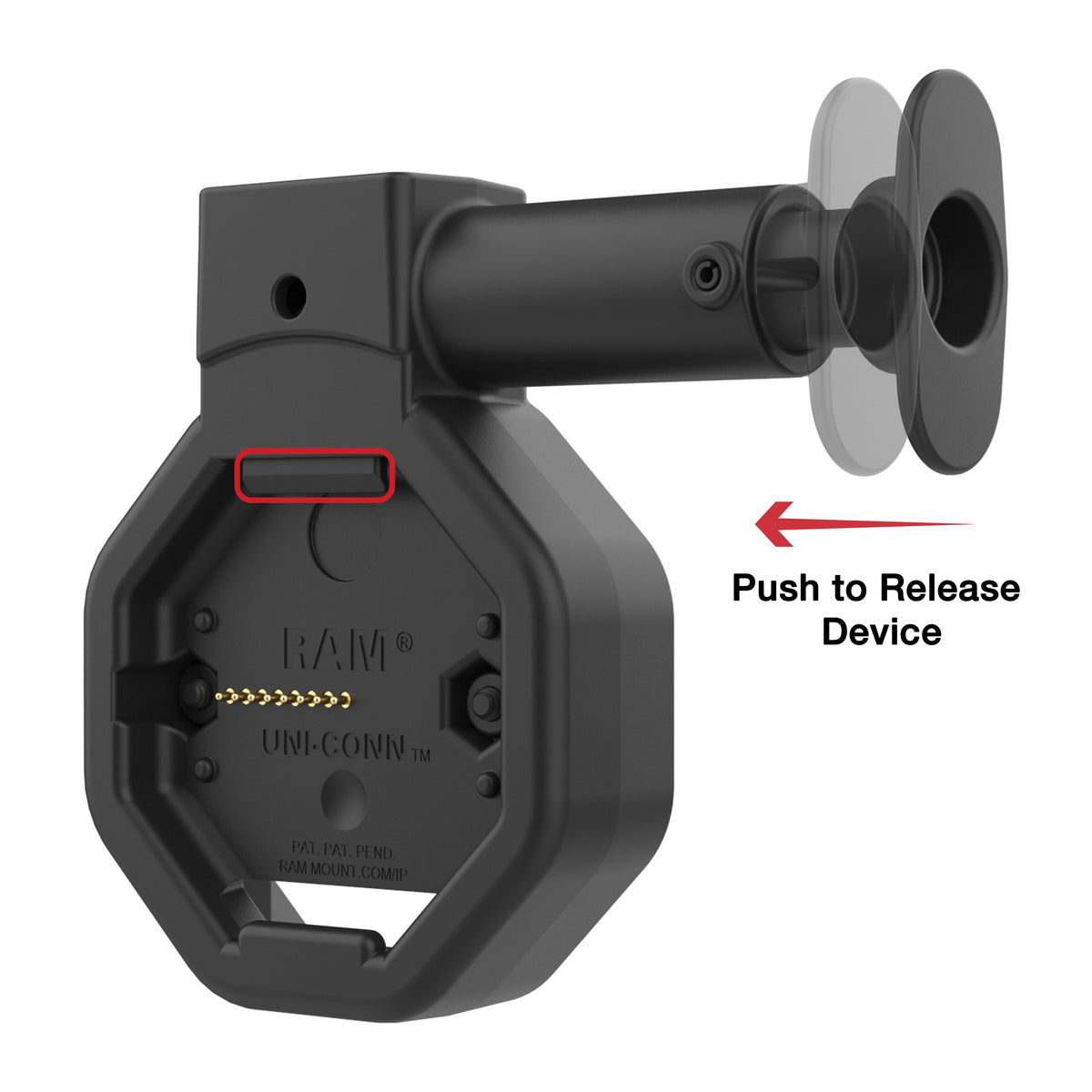 RAM Mounts GDS Uni-Conn USB-C tablet dock with release button, 800 mm cable – further view