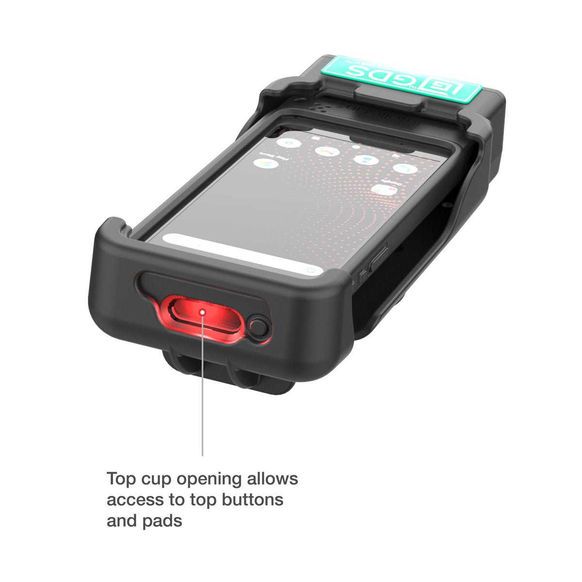RAM Mounts GDS key-locking powered vehicle dock for Honeywell CT37 in IntelliSkin – another angle