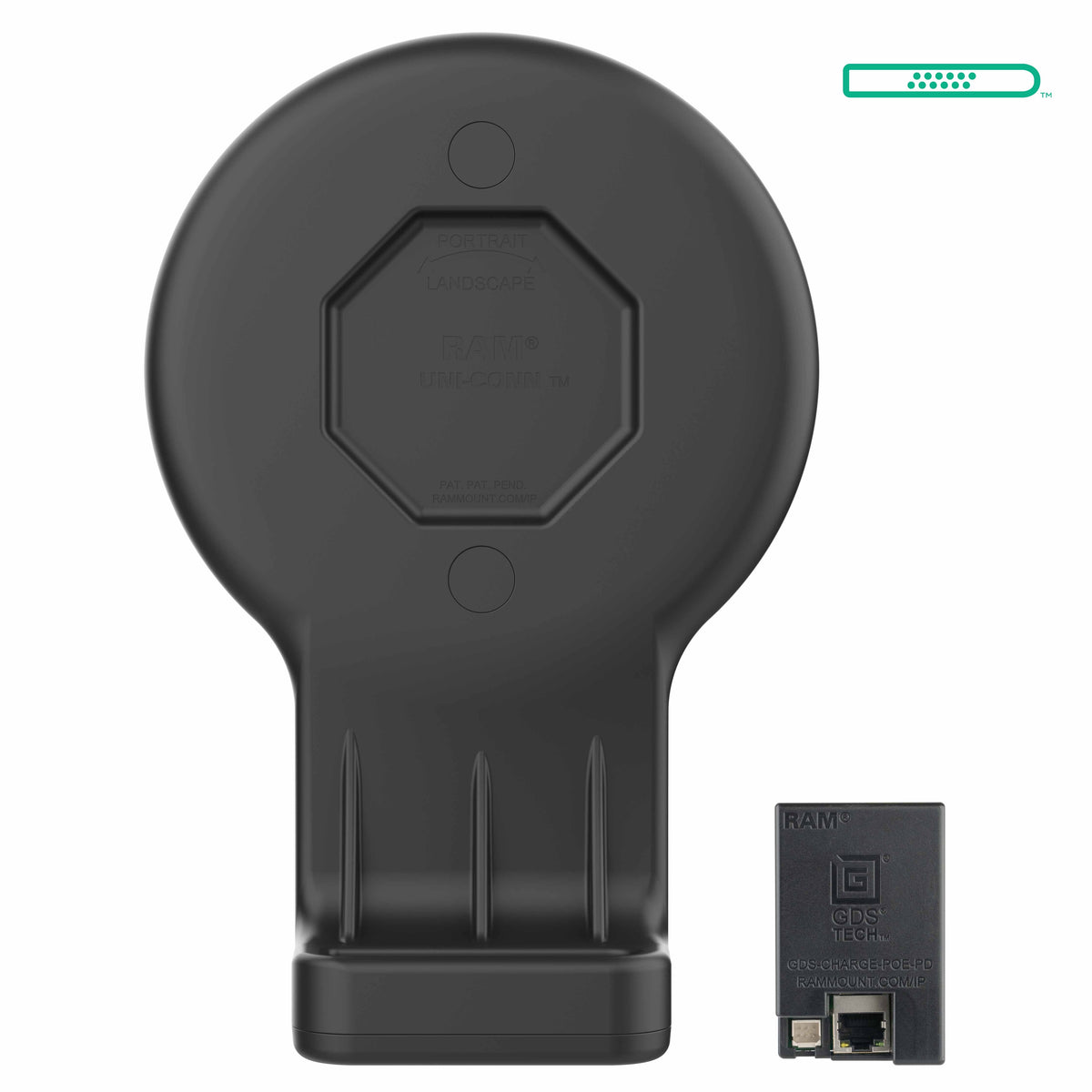 RAM Mounts GDS Uni-Conn swivel wall dock with magnetic receiver and PoE for IntelliSkin tablets – main product photo