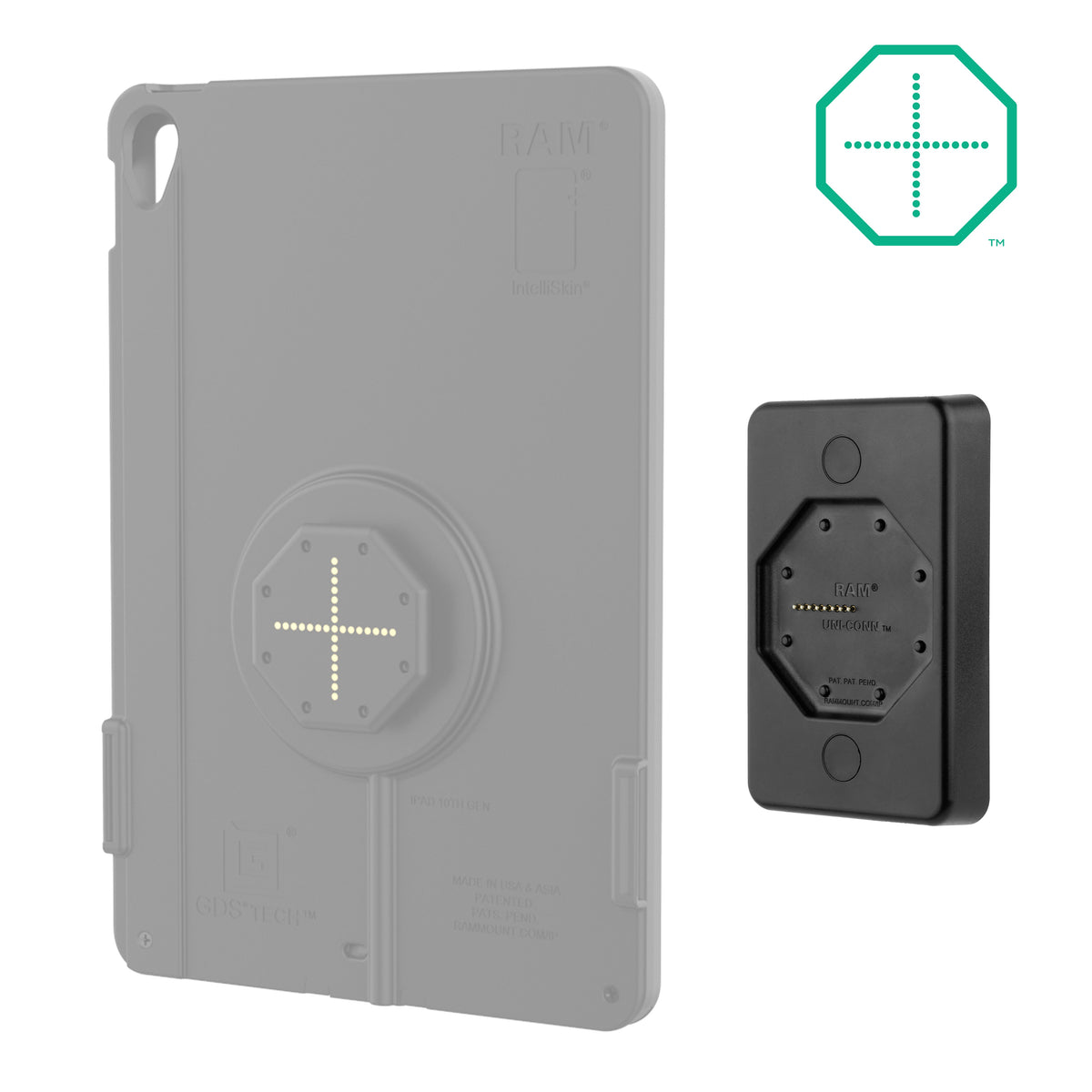 RAM Mounts GDS Uni-Conn low-profile wall dock with PoE for IntelliSkin tablets – alternative view