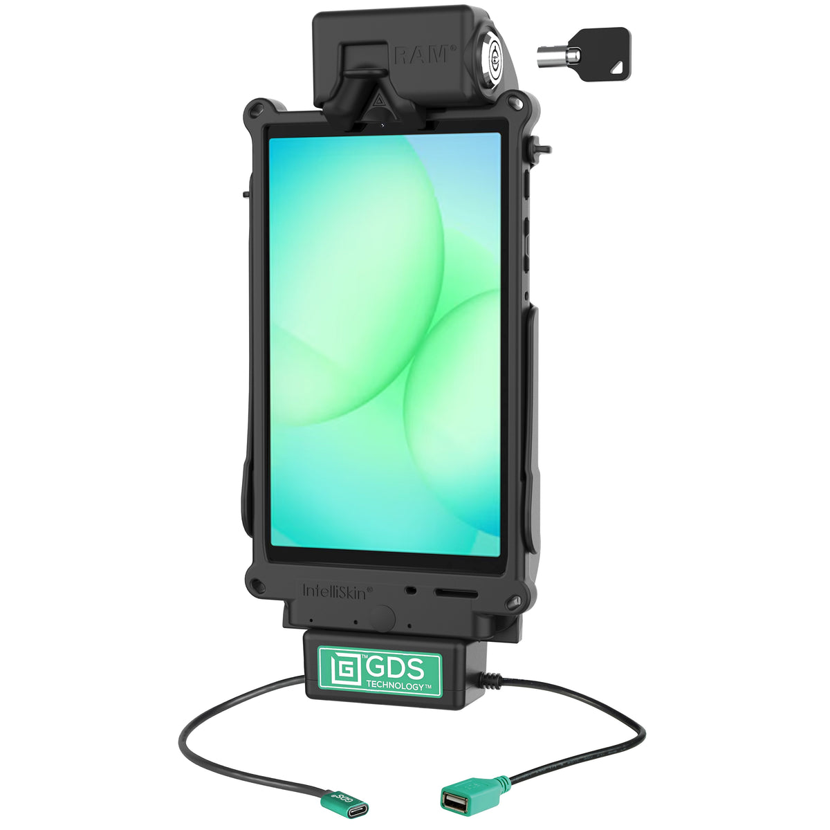 RAM Mounts key-locking GDS Tough-Dock + Single USB-A for Samsung Tab A11, A9 and A7 Lite 8.7" in IntelliSkin – product photo