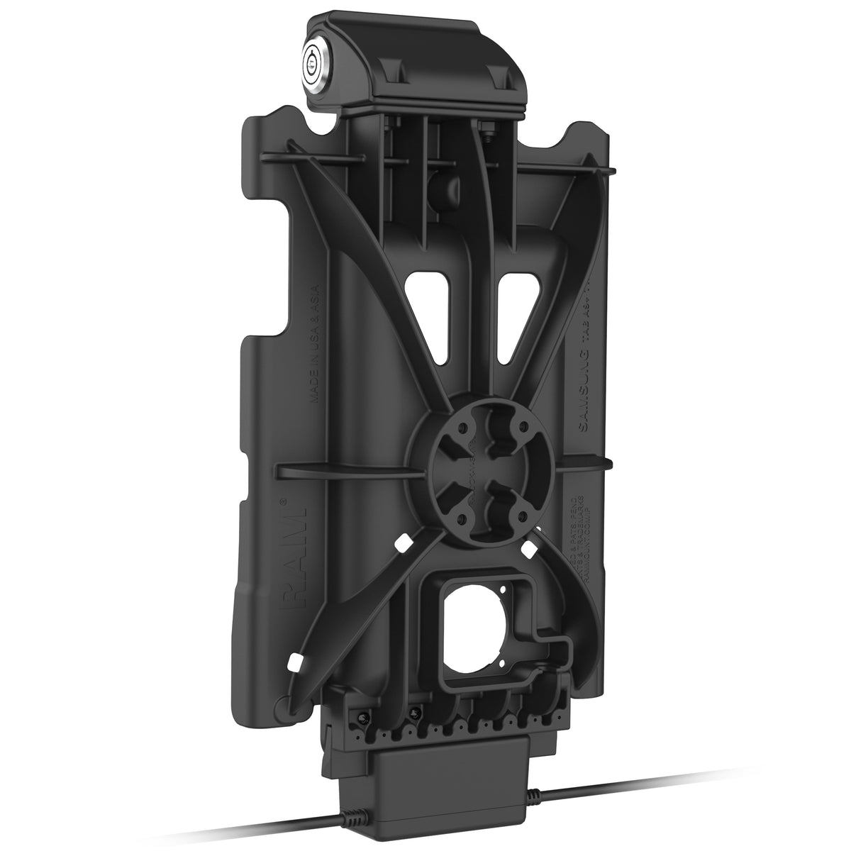 RAM Mounts key-locking GDS Tough-Dock + Single USB-A for Samsung Tab A11+ and A9+ in IntelliSkin – further view