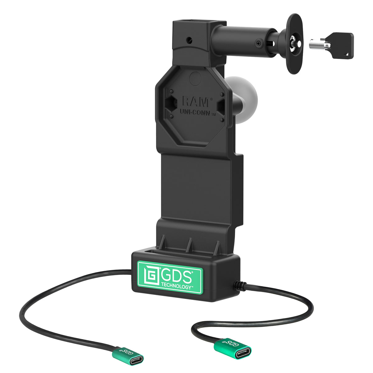 RAM Mounts GDS Uni-Conn locking tablet dock + USB-C with release button – product photo