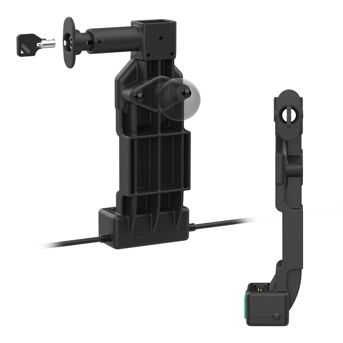 RAM Mounts GDS Uni-Conn locking tablet dock + USB-A & RJ45 with release button – another angle