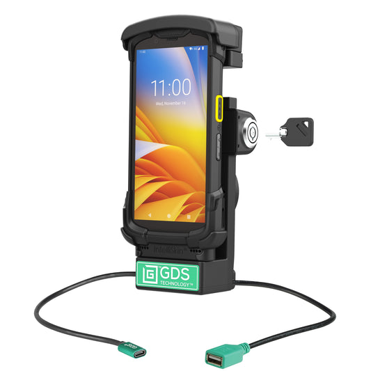 RAM Mounts GDS key-locking powered dock with USB-A for Zebra TC73 and TC78 in IntelliSkin – product photo
