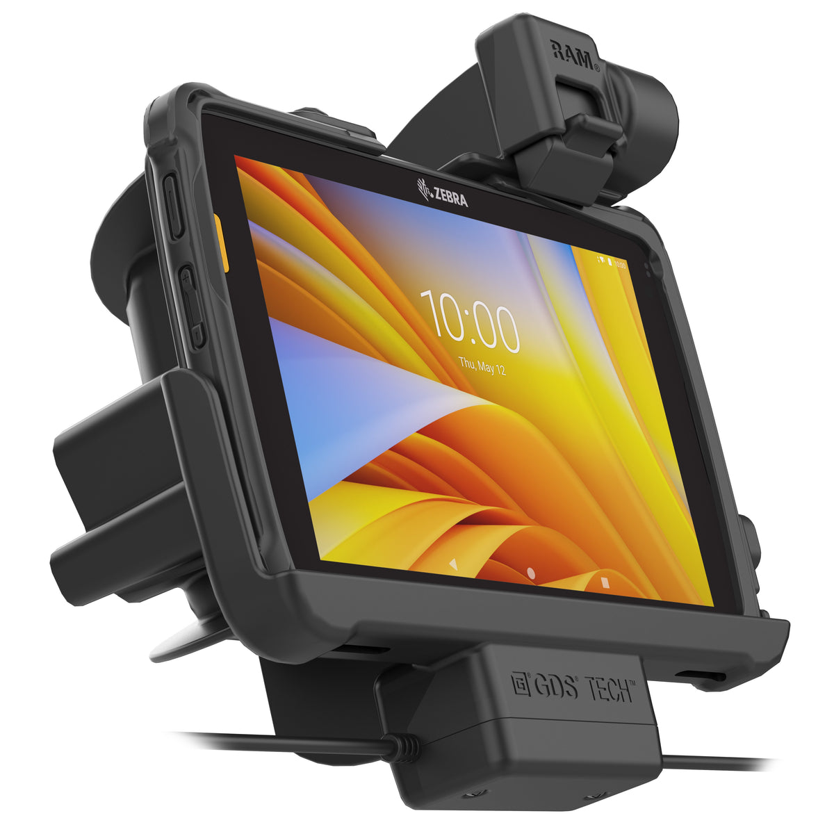 RAM Mounts locking GDS dock + data for Zebra ET40, ET45 and ET401 8-inch tablets in IntelliSkin – further product photo