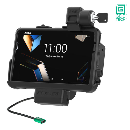RAM Mounts locking GDS powered dock for Zebra ET40, ET45 and ET401 8-inch tablets in IntelliSkin – product photo