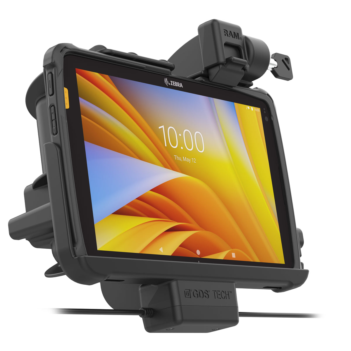 RAM Mounts locking GDS dock + dual USB for Zebra ET40, ET45 and ET401 10-inch tablets in IntelliSkin – further product photo
