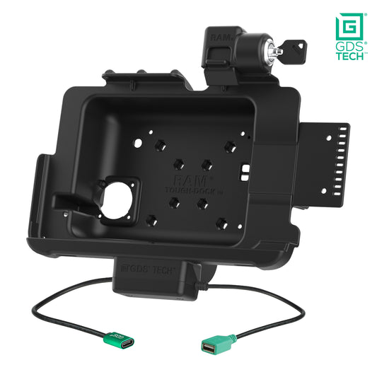RAM Mounts locking GDS dock + data for Zebra ET40, ET45 and ET401 10-inch tablets in IntelliSkin – alternative view