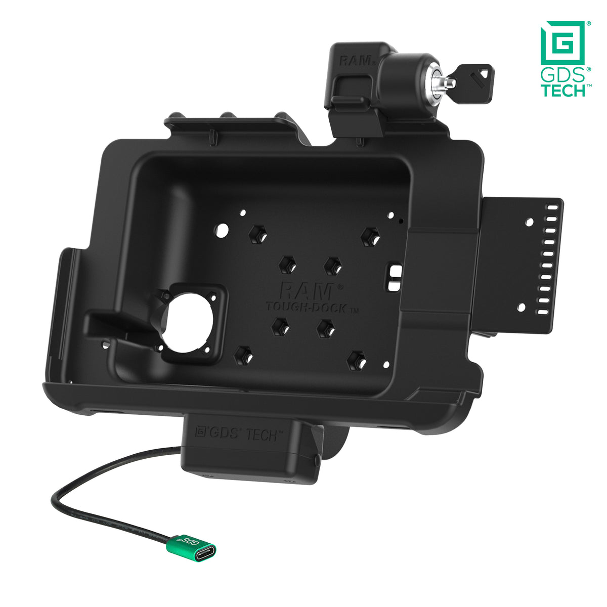 RAM Mounts locking GDS powered dock for Zebra ET40, ET45 and ET401 10-inch tablets in IntelliSkin – alternative view