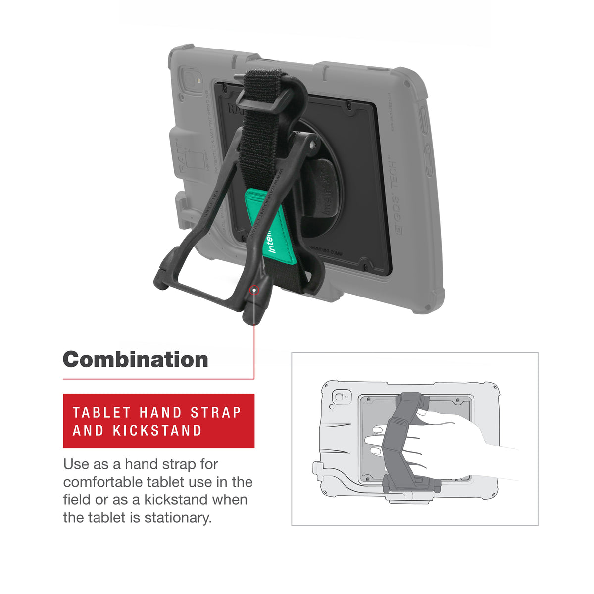 RAM Mounts GDS Hand-Stand hand strap and kickstand for Zebra ET4x and ET401 10-inch tablets – additional photo