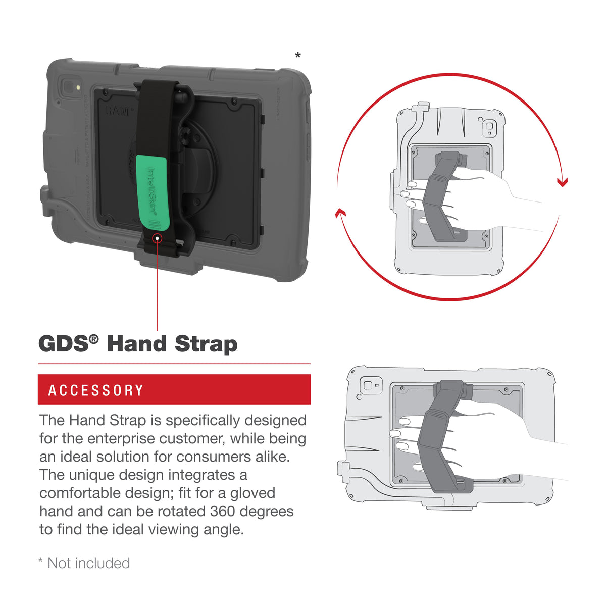 RAM Mounts GDS hand strap for Zebra ET4x and ET401 10-inch tablets – additional photo