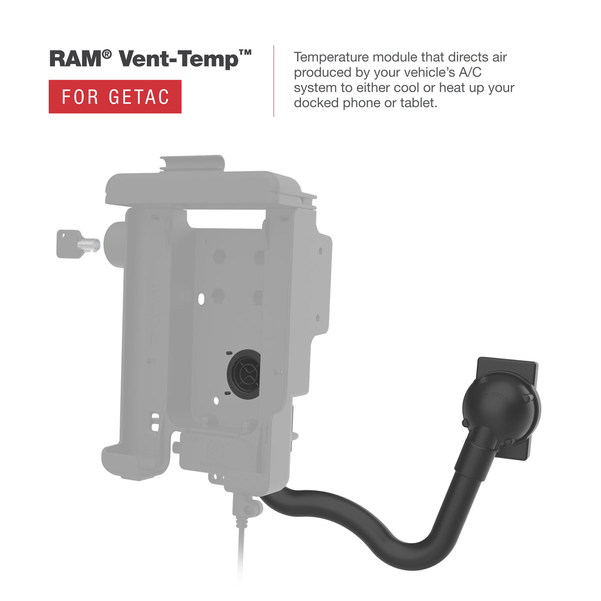 RAM Mounts key-locking Form-Fit holder for Getac ZX70 rugged tablet (Temp-module compatible) – additional product photo
