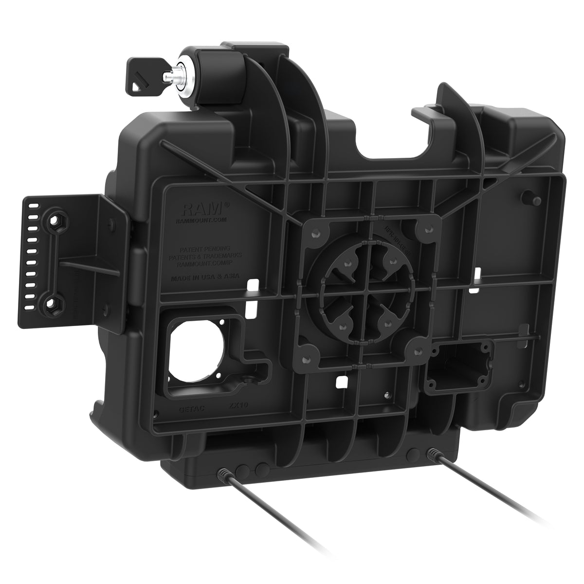 RAM Mounts key-locking power + data dock with USB-A for Getac ZX10 rugged tablet – further view