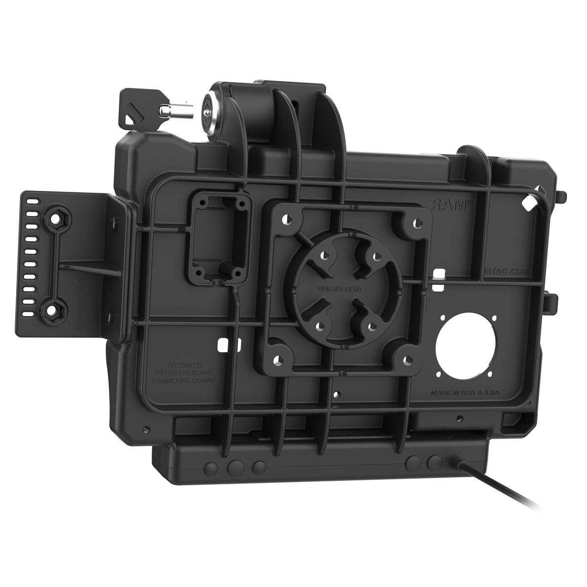RAM Mounts key-locking Form-Fit powered dock for Getac ZX80 rugged tablet – further view