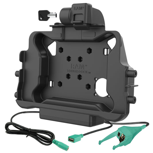 RAM Mounts key-locking power + data & DB9 dock for Honeywell ScanPal EDA10A tablet – alternative view